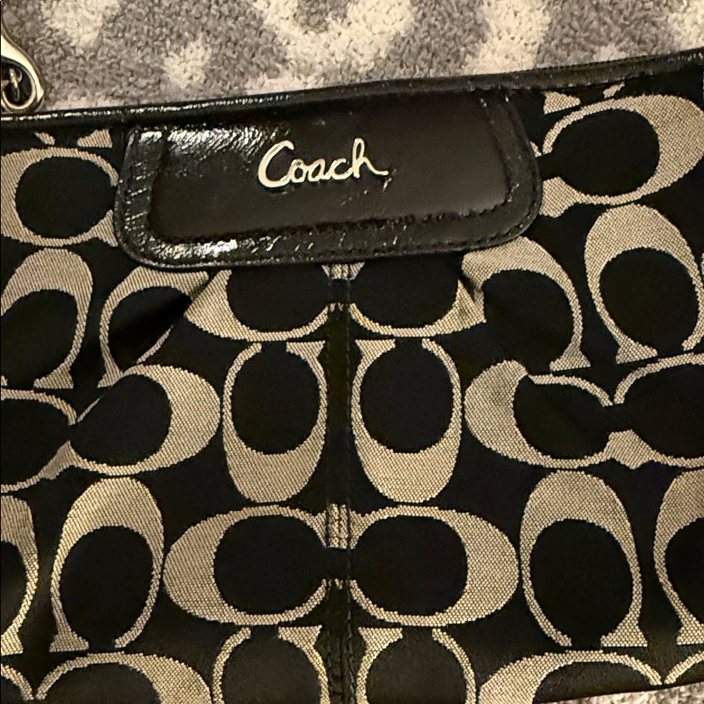 Coach Signature Black and Gray Wristlet - Picture 3 of 6